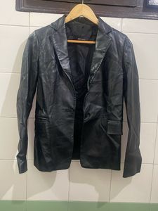 Black Faux Leather Blazer