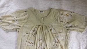 Cream Floral Print Night Top