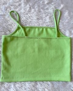 Tokyo Talkies Green Ribbed Crop Top