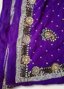 Stunning Purple Embroidered Saree