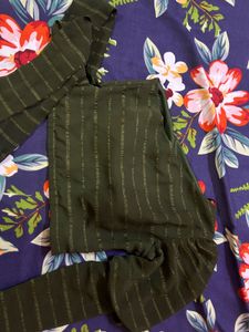 Stylish Olive Green Padded One Shoulder Top