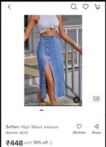 High Waist Denim Midi Skirt