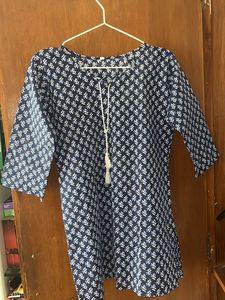 Short Kurti Printed Top with Tie Detail