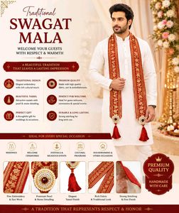 Traditional Swagat Mala - Red &amp; Gold