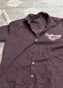Men's Black Collared Button-Up Shirt