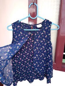 Navy Floral Sleeveless Top