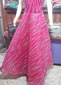 Fancy party Wear Gritter Work Rose Gown