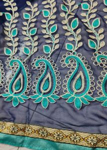 Navy Blue Net 2 Color Saree