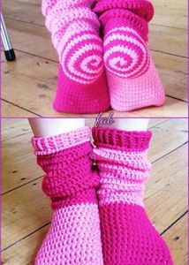 🌀Spiral Crochet Socks