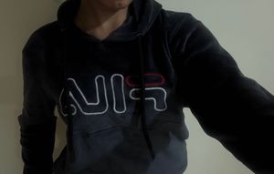 navy blue fila hoodie cozy and comfortable size M