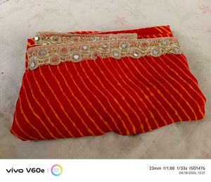 Red Saree with Embellished Border