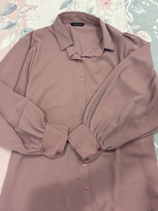 Elegant Dusty Mauve Satin Shirt