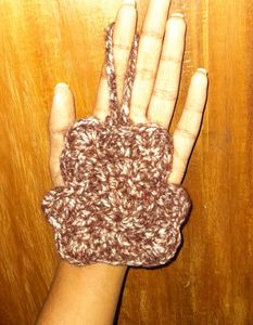Crochet Small Teddy Bear Pouch [Brown - White]