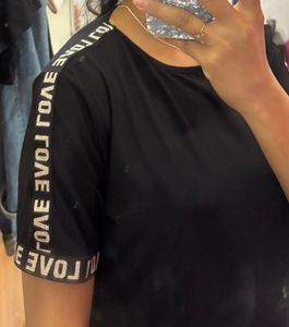 Black T-Shirt with Logo Detail