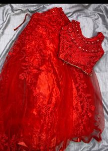 Stunning Red Embroidered Lehenga Choli