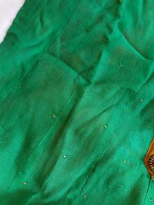 Vibrant Green Kurta with Floral Neckline