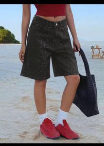 Leopard Print Denim Shorts