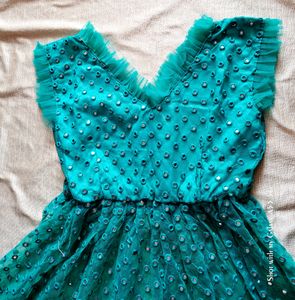 Full Flared Mirror Work Short Dress/kurti
