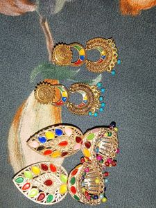 Boho Ethnic Multi-Color Jhumka Earrings