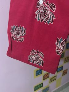 Maroon Printed Kurta with Buttons