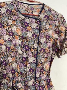 Vintage Floral Print Dress