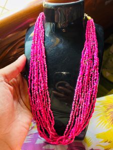 Pink Beaded Statement Necklace