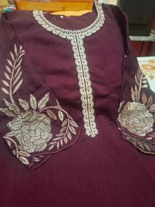 Elegant Embroidered Maroon Kurta Sets