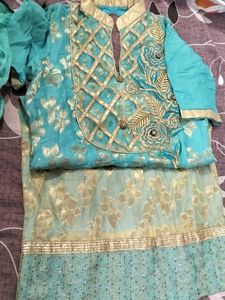 Aqua Embroidered Kurta Set