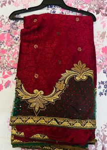 Saree Beautiful Maroon Green