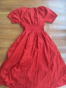 Vibrant Red Midi Dress