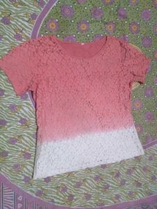 Lace Overlay Ombre Top