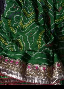 Vibrant Green Bandhani Saree
