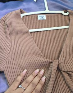 Lowest Prices Ribbed Knit Twist Front Crop Top