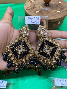 Black Stone Statement Earrings