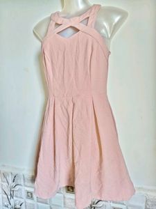 Pink Cross Neckline Dress