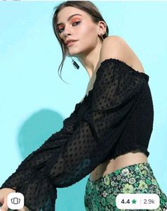 black off shoulder smocky top