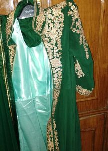 Elegant Green Embroidered Gown