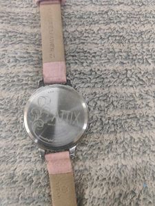 LAMEX Pink Leather Strap Watch