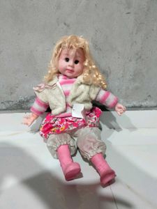 Cute Blonde Doll with Pink Outfit
