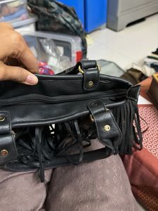 Chic Black Fringed Handbag
