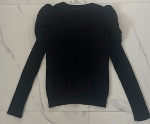 Chic Black Cardigan with Puffed Sleeves
