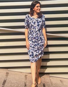 Floral Print Puff Sleeve Ruched Dress