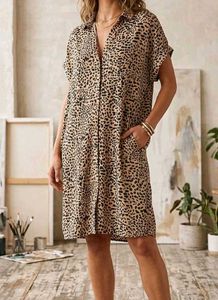 Branded Leopard Print Shirt Dress