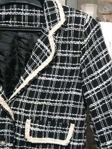 Chic Black &amp; White Plaid Blazer