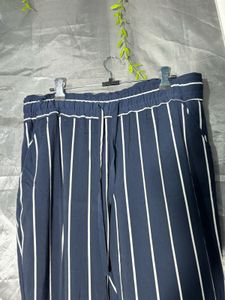 Zara Navy Striped Wide Leg Pants