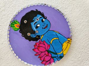 Hand-painted  Krishna MDF Round Wall Decor