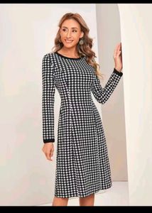 SHEIN Emery Rose Black &amp; White Houndstooth Dress