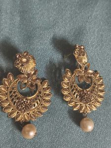 Elegant Gold Tone Jhumka Earrings