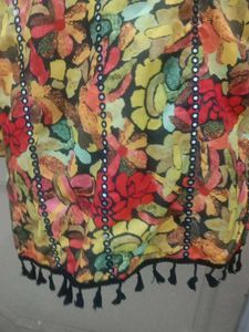 Colorful Floral Kurta Set with Tassel Detail