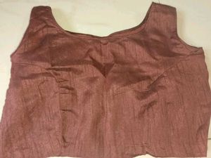 Pure Silk Brown Sleeveless  Saree Blouse